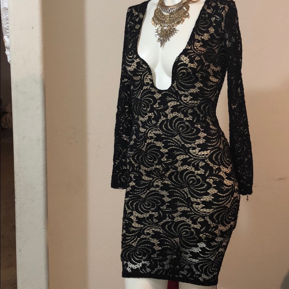 Black elegant mesh dress